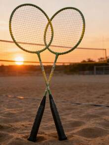 Conjunto de 2 raquetes de badminton para adultos, 65 cm, multicoloridas, duráveis, para treinamento e competição. - Multicolorido - Ver 6