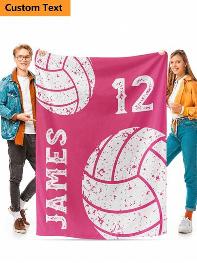 1 Pc Custom Pink Volleyball Graphic Name Number Personalized Blanket,Retro Style Fleece Ultra Soft Fuzzy Warm Throw Blanket,Game Watch Party Essential For Sports Lovers Valentines Day Gift Bedroom Sofa Decor,Personalized Blanket Customized Blanket Customizable Things Valentine's Day Gifts For Boyfriend Men Gifts Gifts For Mom Soft Blankets Throw Blanket Mom Gifts Personalized Gifts For Women Dad Gifts For Valentine's Day Gifts,Personalized Family/Pet/Couple Photo Printed Bedding Blanket, Personalized Valentine's Gifts, Christmas Gifts, Mother's Day/Father's Day Gift, Family Gift, Birthday Gifts, Gift For Friend, Gift For Her, Gift For Mom/Dad, Breathable, Lightweight, Washable, Cute, Mom, Family, Friends, For Anniversaries, For Birthdays, For Housewarming, Bed, Car, Bedroom, Tea Room, Living Room, Sofa