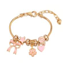 1 Piece – Bracelet With Bow, Flower And Heart – 6 Cm Diameter - 金色 - 查看 4