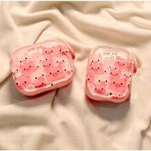 Cartoon Mini Pink Pig Head Protective Case Compatible With Apple Wireless Earphone Case, Scratch-Resistant And Anti-Drop - Clear - View 1