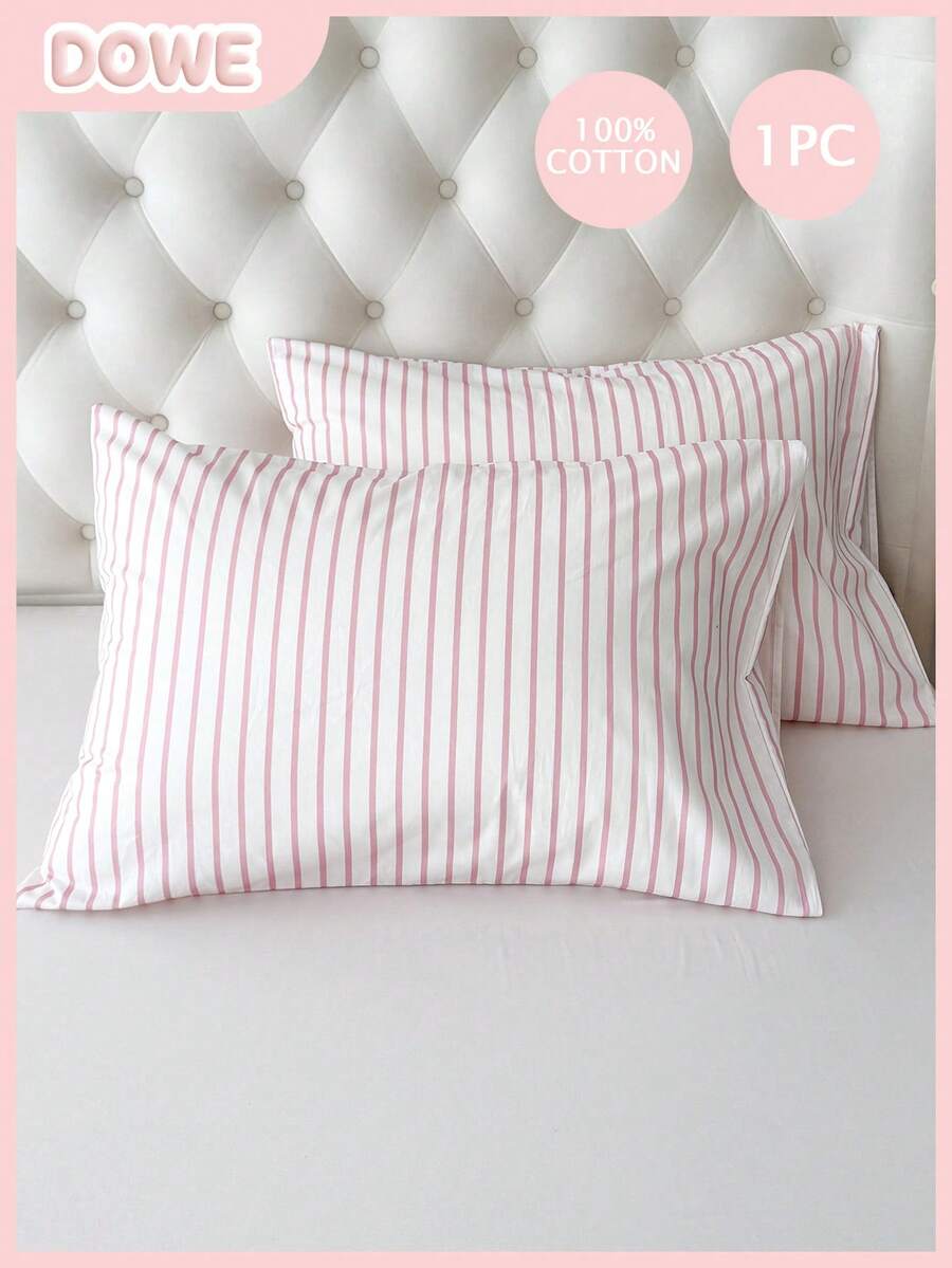 1个100%纯棉枕套，水洗棉枕套，天然纹理，触感柔软，信封式枕套，男女通用，适用于宿舍、卧室床上用品、学校宿舍装饰，简约风格 - 彩色 - 查看 1