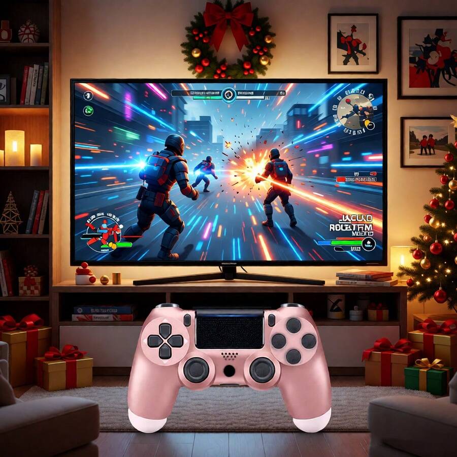 Controles de juego para consolas de juegos y diversos juegos de computadora. Compatible con salida de TV, operación de joystick 3D, operación fácil y rápida, control de juego, control de joystick: el regalo perfecto para Navidad, Año Nuevo y cumpleaños - Oro rosa - Ver 1