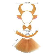 Bộ trang phục hoạt hình 4 món gồm băng đô, nơ, đuôi và váy múa ba lê, phụ kiện trang phục động vật biểu diễn, có các kiểu dáng như thỏ, khỉ, báo, bê, mèo, voi, chuột, sư tử, hươu cao cổ và nhiều kiểu khác. - Nhiều màu - Xem 24
