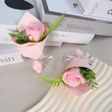 Buquê de mini rosas artificiais para o Dia dos Namorados, com pétalas de flores. Presente perfeito para o Dia das Mães, aniversários e casamentos. Flores artificiais para decoração de primavera, Dia dos Namorados, Dia das Mães e casamentos. - Rosa - Ver 10