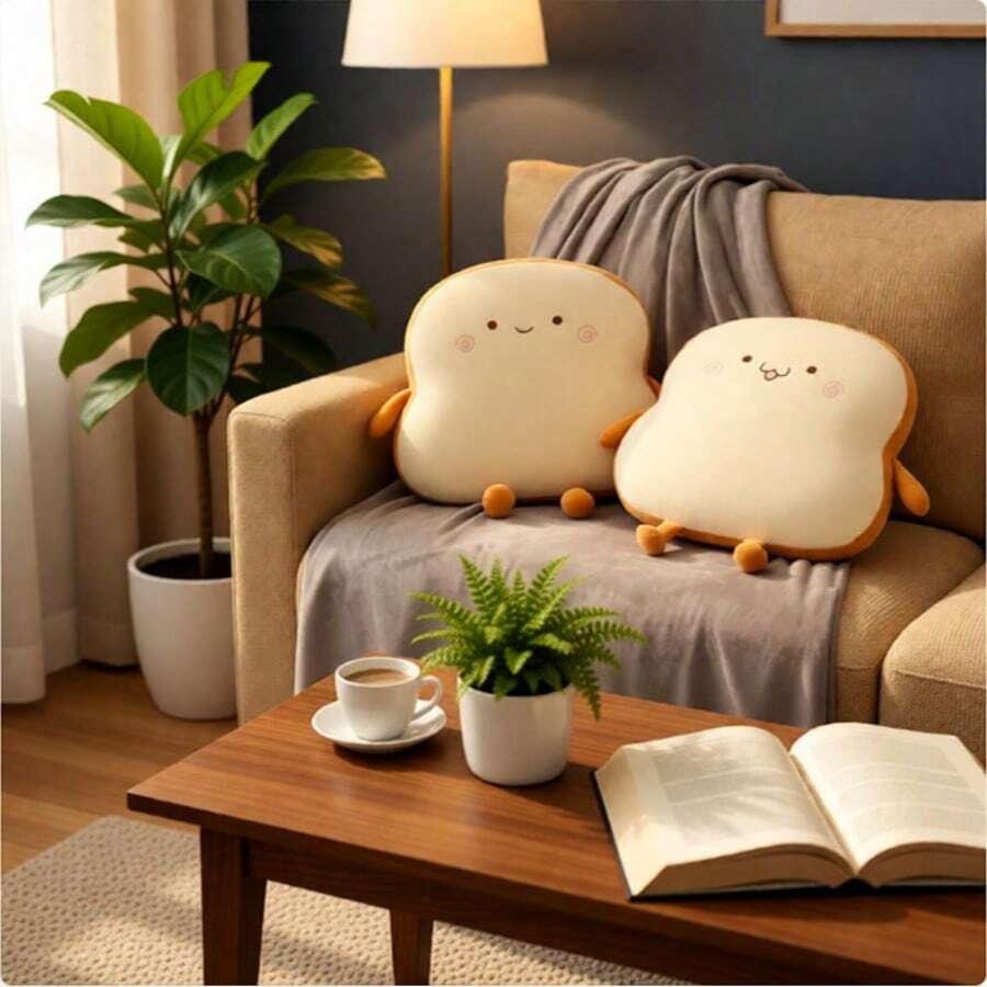 Toast Bread Pillow Funny Food Plush Pillows Small Cute Stuffed Plush Toast Sofa Pillow For Adults Gift Home Bed Room Decor - Cau mày - Xem 1