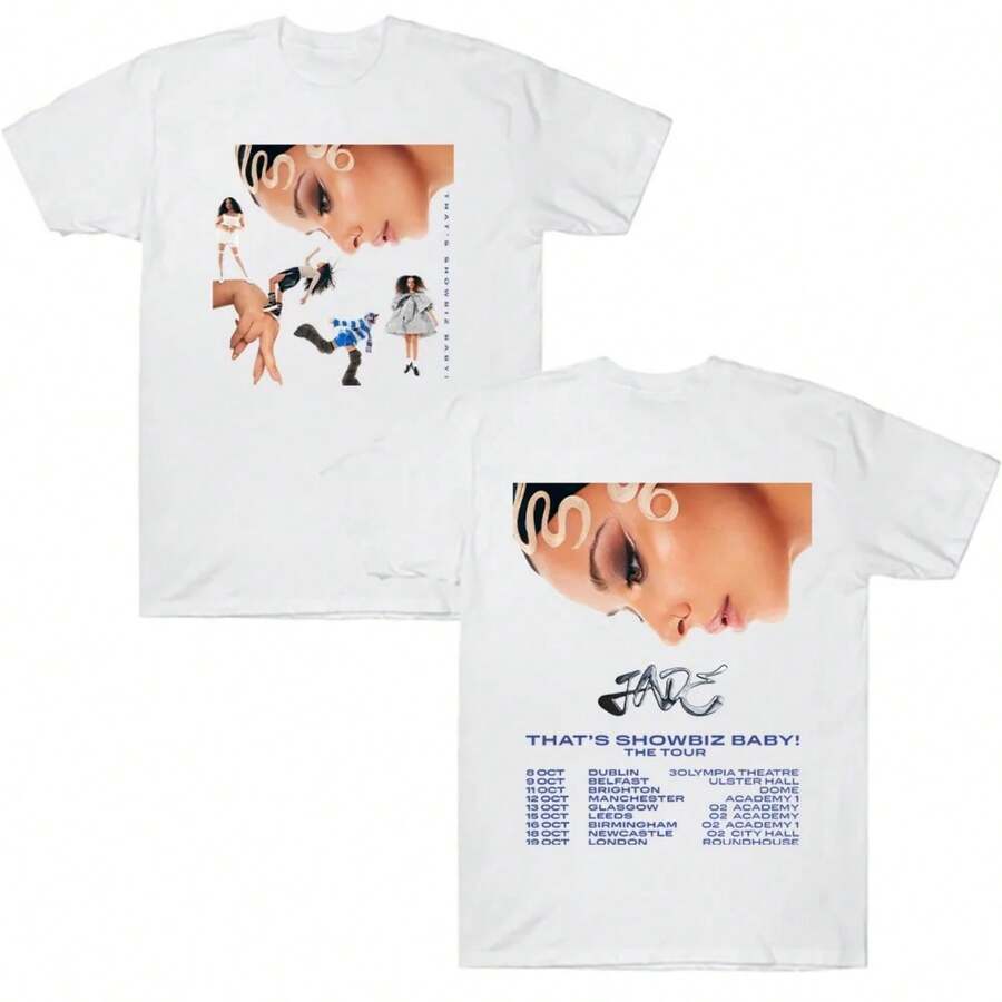 Jade That's Showbiz Baby! Tour 2025 Tees Jade Thirlwall Fashion Aesthetic T-Shirts Harajuku Comfortable Cotton Tshirt Unisex Top - Trắng 9 - Xem 1