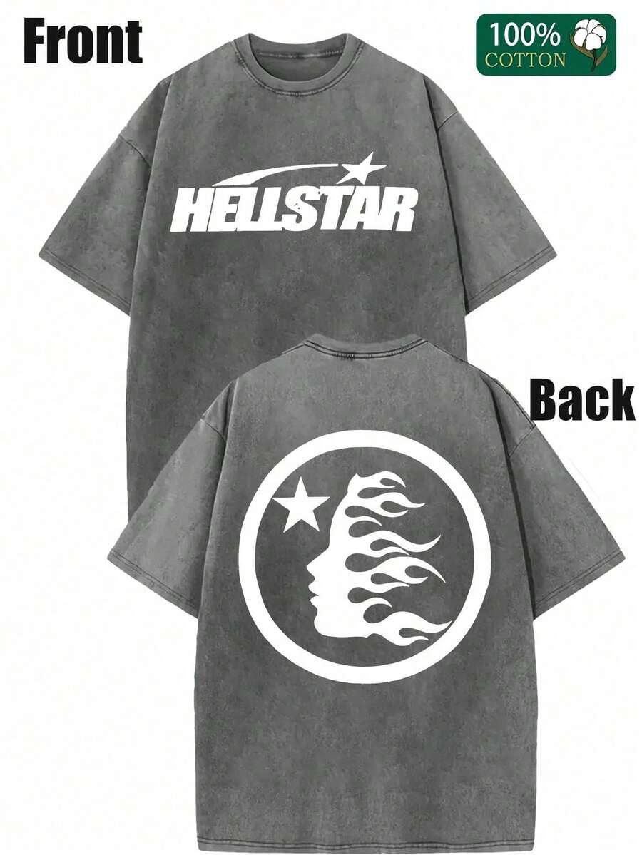 Star Print Tee Shirt, Tees For Men, Casual Short Sleeve T-Shirt For Summer - 灰色 - 查看 1