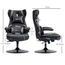 Gaming Chair With Rocking And Swivel Function, Ergonomic Computer Chair, Height Adjustable, Swivel Office Chair With Speakers, Load Capacity Up To 120 Kg, Black And Grey - Black - View 3