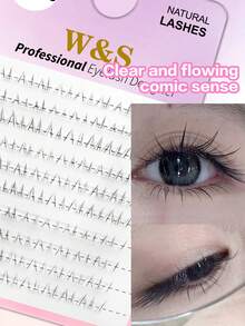 80片猫咪主题下睫毛单根假睫毛，自然垂坠感，分段透明睫毛杆，逼真漫画风格 - B - 查看 2