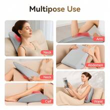 3D Kneading Massage Cushion With Heating Function, Suitable For Back, Neck, Shoulder And Leg Relaxation At Home, Office And Car, Gift For All, Type-C Interface, 2000mAh Battery Capacity - Grey - View 7