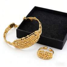 [Saudi Arabia Valentine's Day Gift] 24k Gold-Plated Bohemian Adjustable Bracelet And Ring Jewelry Set, 2pcs Women's Exquisite Jewelry Bracelet, Luxurious And Fashionable Texture, Multiple Styles To Choose From, Making It The Perfect Gift For Your Partner On Valentine's Day And A Fashionable Jewelry For Daily Wear - Multicolor - View 17