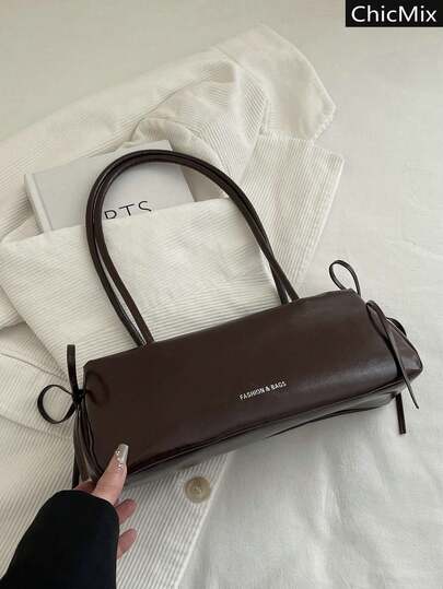 Versatile & Practical Bow Decor Shoulder Bag, Elegant & Letter Decor Underarm Bag For Women, Suitable For Shopping, Wallet, Purse, Young Ladies, College Students, Newlyweds And Office Workers. Ideal For Office, University, Work, Business, Commuting, Outdoor Activities, Travel And Outings.