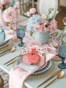 6pcs Gift Box, Pink/Blue Bib Candy Box, Party Favor Box, Tabletop Decor, Suitable For Gender Reveal Party, Holiday Party And Themed Events, Boy Girl Party, Birthday Party, Baby Shower - Multicolor - View 4