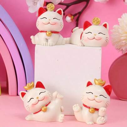 1 tượng mèo Maneki-Neko mini dễ thương, chất liệu nhựa, đồ trang trí động vật mini, hoàn hảo để trang trí cây cảnh, xe hơi, phong cảnh, bàn làm việc, cửa hàng, quà tặng phong thủy, quà tặng gia đình và doanh nghiệp, quà sinh nhật, vật trang trí thu hút tài lộc, quà năm mới.