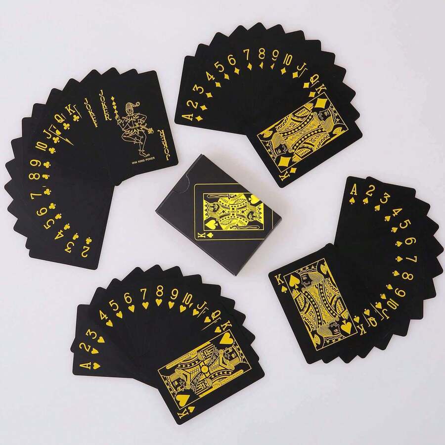 1pc Black Plastic Durable Waterproof PVC Playing Cards, Suitable For Home Gatherings - 1PC - View 1