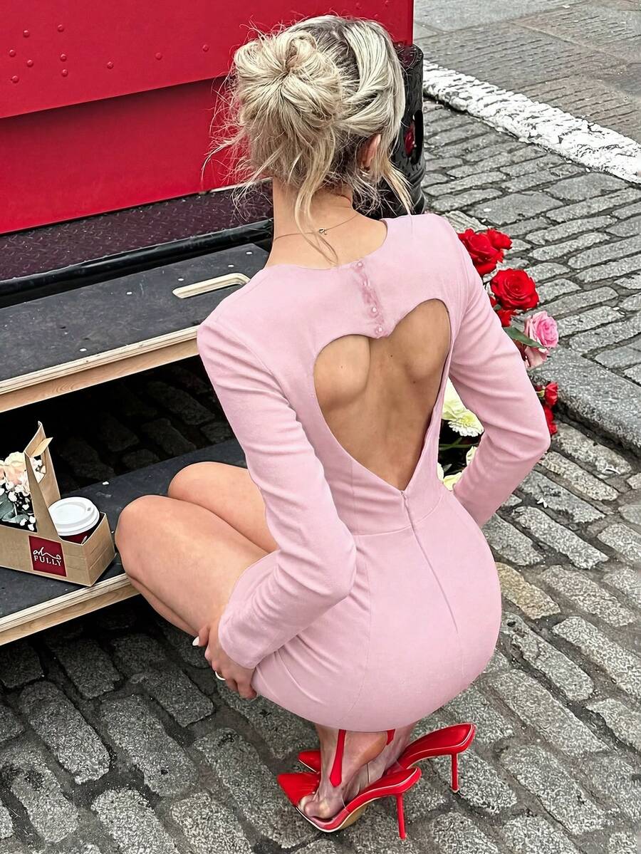 Đầm ngắn Vuslat thời trang nữ cổ tim khoét sâu lưng hở, đầm ôm sát gợi cảm thanh lịch, thích hợp cho tiệc tùng, lễ tốt nghiệp, đám cưới, ngày Valentine, lễ hội âm nhạc, lễ hội hóa trang.