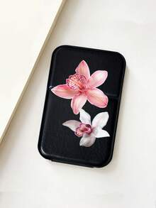 半片装可折叠化妆镜，花卉图案，可调节高底桌面镜，百合兰花图案，手持化妆镜，旅行迷你口袋镜，多功能化妆工具，送给女性朋友的生日礼物，节日礼物，赠品，旅行必备，平价好物 - 彩色 - 查看 5