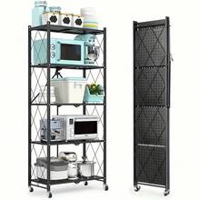 3-Tier Heavy-Duty Iron Storage Shelf With Rolling Shelves - Heavy-Duty Foldable & Portable Multi-Tier Shelving Unit - 3 Layers - View 5