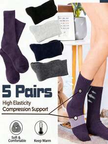 1/2/3/5 Pairs Warm Hiking Socks - Moisture-Wicking Thick Padded Crew Socks For Men & Women, Warm Winter Essential, Great Christmas Gift, New Year Family Gift, Valentine's Day Warming Gift - Multicolor - View 3