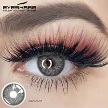 EYESHARE 1副灰色放大双眼自然年抛型大直径彩色隐形眼镜，适合约会或日常佩戴，蓝色镜片 - 琉森-灰 - 查看 5