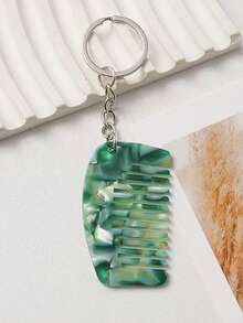 1pc Leopard Print Casual Acrylic Mini Comb Keychain - Old Gold - View 6