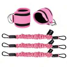 3条脚踝阻力带 + 2条带弹力带的脚踝绑带，腿部和臀部锻炼阻力带，带弹力带的脚踝绑带，适用于室内/室外瑜伽、普拉提、健身房 - 粉色 - 查看 14