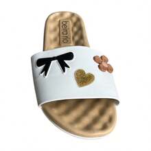 Chinelo Feminino Confortável Slide Gaspéa Ortopédica  Praia    Bordado    Praia - Branco - Visão 2
