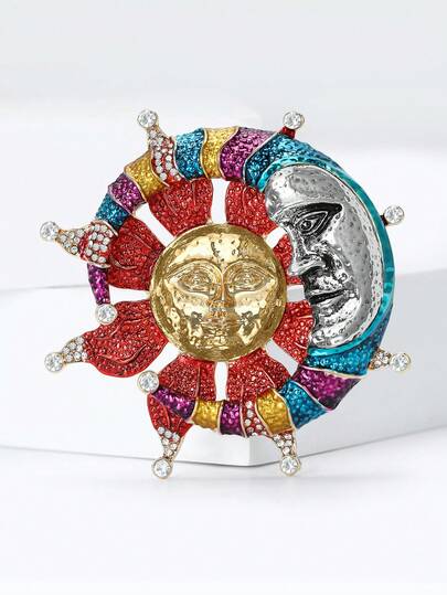 Luxuriöse emaillierte Mond-Sonne Broschen - Neuartige Anstecknadeln als Schmuckzubehör für Frauen für Lässig-Partys / Geschenke für Freunde, Abzeichen Dekoration