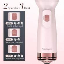 Cepillo Secador de Pelo de Viaje de Doble Voltaje, Mini Cepillo de Aire Caliente con Enchufe Europeo, Voluminizador de Un Paso para Hogar o Salón - Rosado - Ver 7