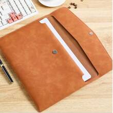 1 Túi đựng tài liệu bằng da PU, cặp tài liệu cỡ lớn có nút bấm, lý tưởng cho nhân viên văn phòng và sinh viên, túi đựng tài liệu du lịch đa năng. - màu nâu - Xem 5