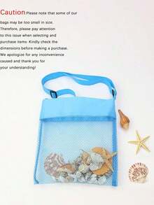 1pc Adjustable Strap Mesh Beach Bag - Polyester Shell Collecting Bag For Collecting Seashells Etc. - Ideal For Beach Trips, Outdoor Activities, Outdoor Gear |   Mesh Material, Beach Accessories - 彩色 - 查看 11