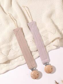 2 piezas Clips para chupete, cadenas para chupete con lazo de moda en rosa, morado, marrón, albaricoque, adecuado para uso diario, viajes y hogar de niños y niñas - Multicolor - Ver 10