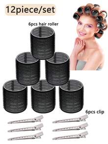 10pcs/Set Extra Large Hair Curlers, Clips, Heatless Curlers, Self-Adhesive Curlers, Suitable For Long/Medium/Short Hair, Bangs, Hair Accessories - Black a - View 12
