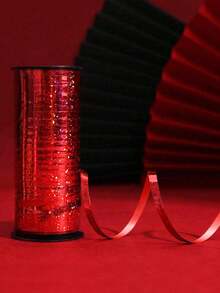 1pc - 100 Yards Vibrant Red Shiny Ribbon, Romantic Holiday Polypropylene PP Ribbon, Flexible Flat High Luster Ribbon, Multipurpose Event Decor & Proposal Ribbon, Birthday Party Balloon Tying, Christmas Table Decor, New Year Wall Decor, Anniversary Gift Wrapping, Easter Party Decoration, Waterproof & Long-Lasting Holiday Ribbon - Multicolor - View 2