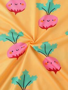 2pcs/Set Girls' Casual Cute Carrot Cartoon Print Crew Neck Long Sleeve Sweatshirt And Pants Sleepwear Set, Flame Retardant, All Season - Ginger - View 6