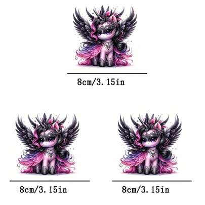 1pc/2pcs/3pcs Black & Purple Unicorn Heat Transfer Patches, Ironing & Washable, Applicable For T-Shirts, Jeans, Sweaters, Handbags, Pillows, Cushions, Queen