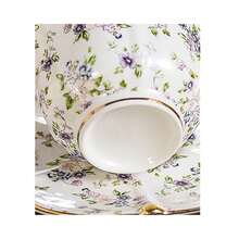 200ML English Porzellan Keramik Kaffeetasse, europäische Art gemusterte Teetasse und Untertasse Set, Retro Luxus Gold getrimmte Nachmittagstee Tasse (Rosa Rosen)-4915 - RosaRosen - Übersicht 5
