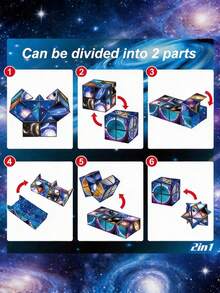 POKOJA LAND 无限魔方烦躁玩具，缓解压力的拼图玩具，创意礼物，适合培养动手能力和思维方式，非常适合家庭聚会和作为礼物！，烦躁玩具，玩具，感官玩具，Jucarii，橡皮泥，磁球 - 星空魔術方塊 - 查看 2