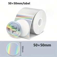 Laser Holographic Thermal-Sensitive Label Stickers, 50*50mm Printable Holographic Thermal Labels, Self-Adhesive Thermal-Sensitive Label Stickers, Suitable For Signage, Office Use, And Logo Labelling. - Multicolor - View 3