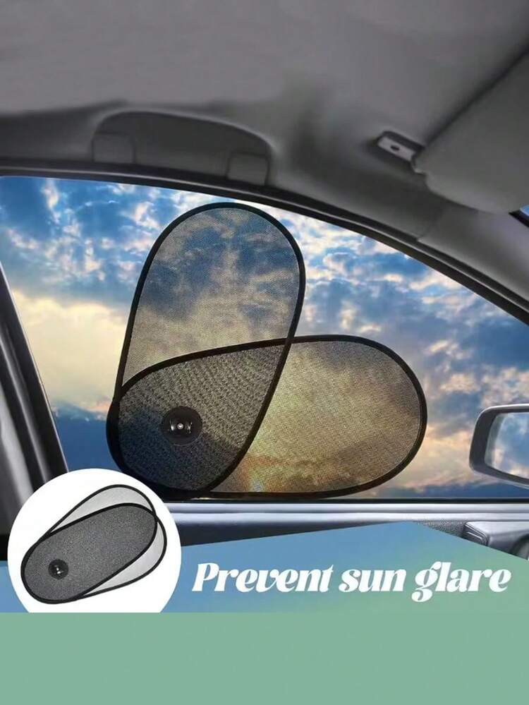 2件套可调节旋转式汽车前挡风玻璃遮阳板，带侧窗遮阳帘，保护隐私，隔热，防紫外线，PVC材质，通用汽车遮阳配件，夏季必备 - A - 查看 5