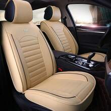 Universal Car Seat Cover Full Set PU Leather 5 Seats Front Rear Seat Cushion - 淺褐色的 - 查看 1