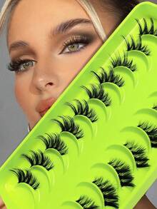 Asiteo 10/20 Pairs Makeup Half Eye False Eyelashes, Natural Crossing Thick 3D Separated Faux Mink Fur Transparent Stem Eyelash Strip With Brush Gifts, Suitable For Women's Daily & Club & Wedding & Party & Eid Wear, Corner Eyelashes, Fake Lashes, Strip Eyelashes - Half Eye-Cross - View 1