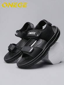 1 Pair Men's Summer Beach Sandals, New Wear-Resistant Outdoor Driving Casual Slippers, Non-Slip Hook And Loop Fashion Shoes - Black - View 4