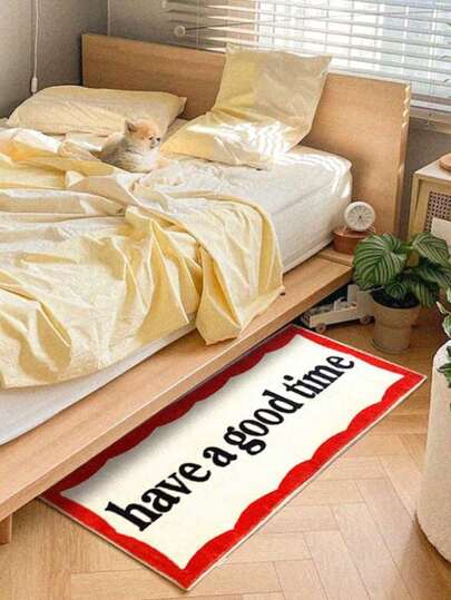 1件“玩得开心”字母地毯，仿羊毛地毯，房间装饰，防滑耐用，隔音，亲肤柔软，易于清洁，室内门垫，客厅地毯，卧室地毯，浴室垫，可水洗地毯，家居装饰，地板装饰，地板保护