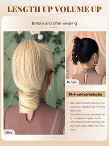 爪形马尾假发，渐变金色，10英寸长波浪卷，耐热纤维合成马尾假发，适合女性聚会和日常佩戴。 - 漸變金色 - 查看 4