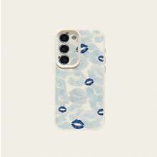 1pc TPU Material Blue Lip Print Full Coverage Fashionable Phone Case Compatible With Samsung A05s, A12, A13, A14, A14 4G, A15, A21s, A23, A25, A32, A32 5G, A34, A35, A50s, A51, A52, A53, A54, A55, A71, A72, A73, S10, S20 FE, S20 Ultra, S21 Ultra, S22, S22 Plus, S23, S24, Redmi 10C, 12C, Note 10, 11, 12, 13, Pro Plus, Note 8, 9 Pro, Full Protective Soft Phone Case - White - View 5
