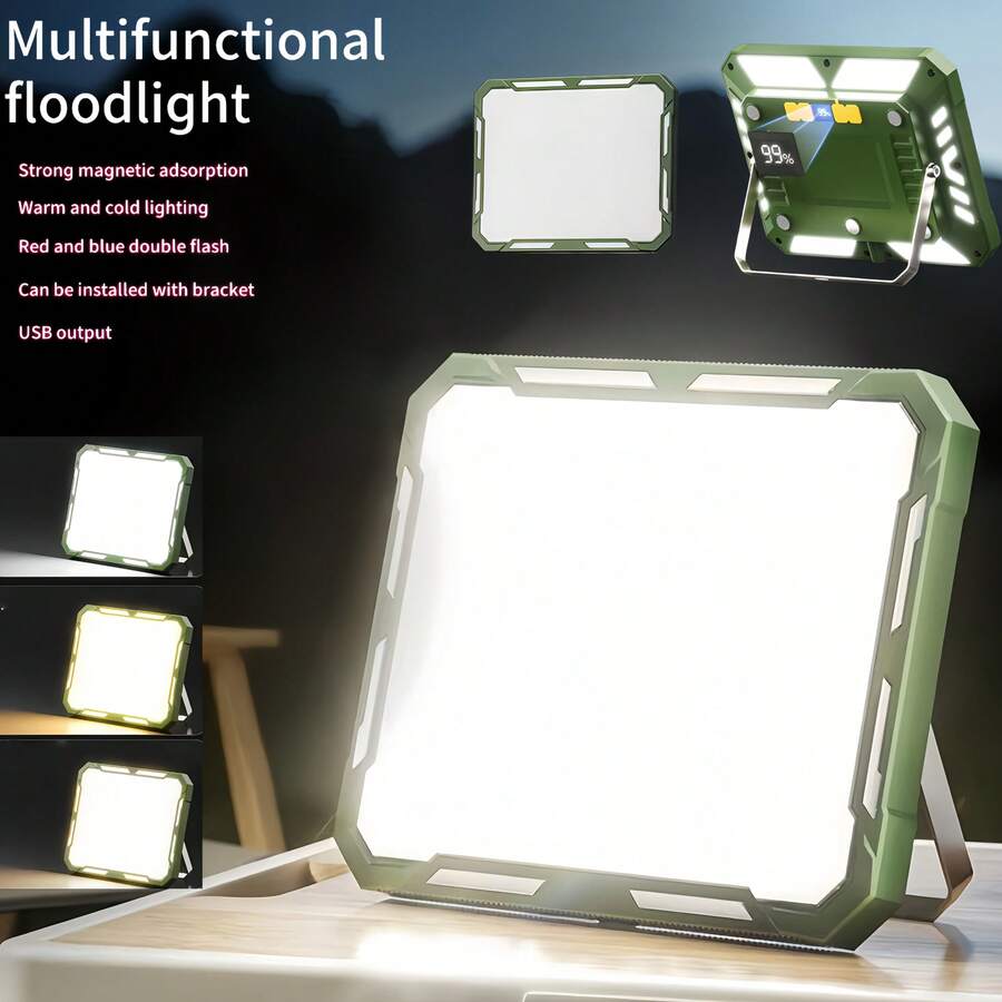 1pc 3000mAh LED Camping Lamp, Outdoor Tent Light, Portable Emergency Flashlight With 3 Lighting Modes, Adjustable Brightness, Suitable For Bedroom, Living Room, Office, Camping, Built-In Handle And Powerful Magnetic Base
