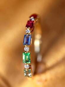 1枚优雅蓝色立方氧化锆戒指，女士婚礼订婚派对珠宝，情人节礼物 - 1# - 查看 8