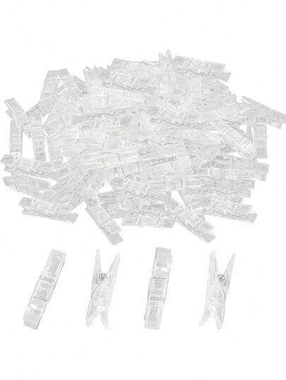 50pcs Mini Transparent Photo Clips, Transparent Plastic Spring Clips, Transparent Acrylic Clips, Towel Photo Clips, Clothes Clips For DIY Photo Wall Home Decor, For Photos And Home Decoration, Party Background, Photo Hooks, Valentine's Day, Holiday Party Decor