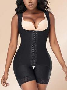 Faja Colombian Girdle Waist Trainer Butt Lifter Shapewear Women Tummy Control Body Shaper Front Hooks Sheath Slimming Flat - màu đen - Xem 1